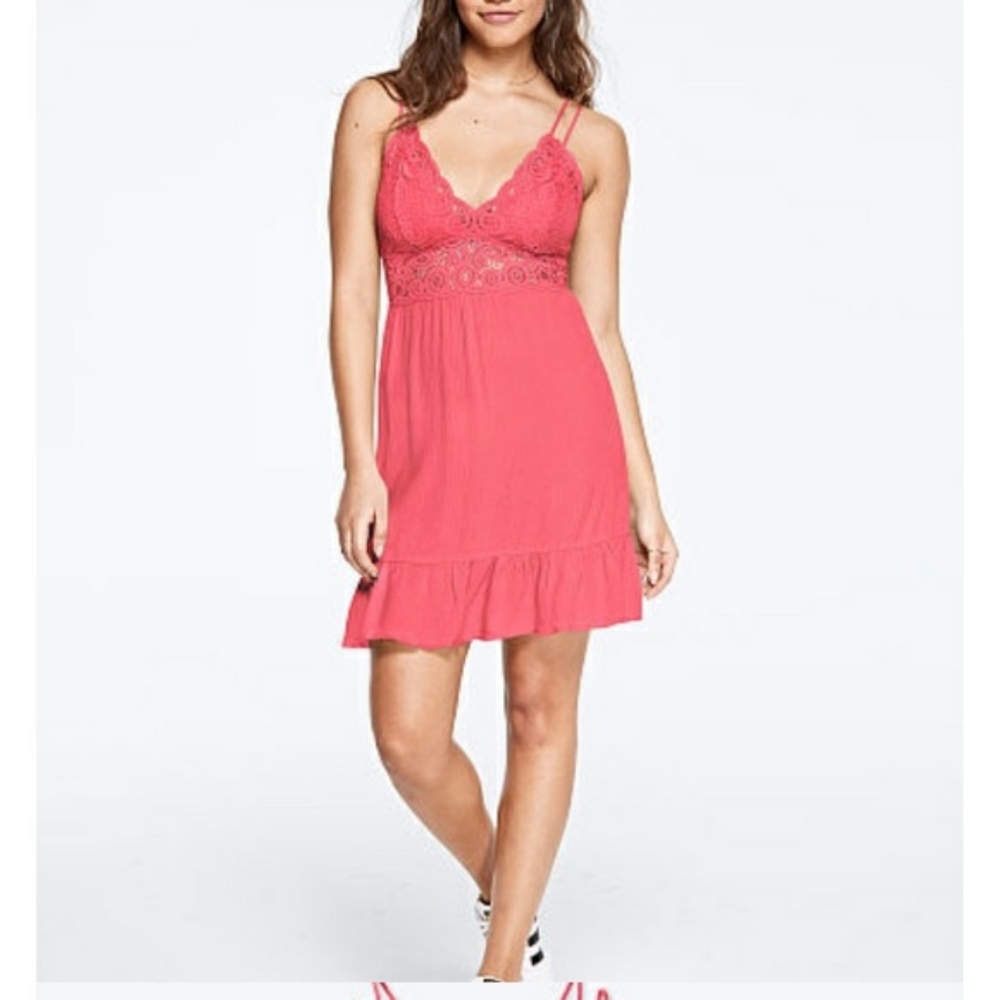 Victoria Secret Crochet Lace Dress- Pink